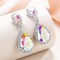 Women's Austrian Crystal Wedding Tear Drop Dangle Earrings Iridescent AB Silver-Tone
